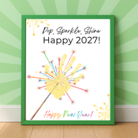 Pop, Sparkle, Shine Happy 2027 Handprint Craft Printable | New Year's Eve Handprint Keepsake | Preschool New Year Activity | 2027 Kids Craft