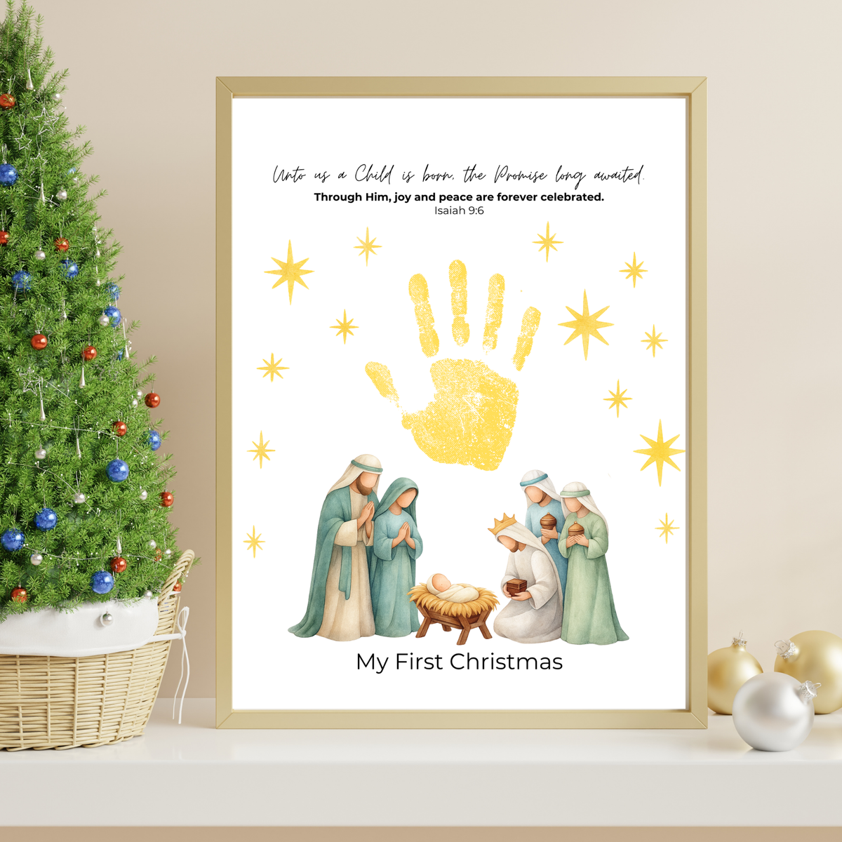 My First Christmas Handprint Craft Printable | Christian Nativity Keepsake | Baby's First Christmas | Sunday School Christmas Activity