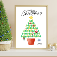 My First Christmas Fingerprint Tree Craft Printable | Baby's First Christmas Keepsake | Christmas Finger Painting Activity | Preschool Holiday Craft