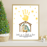 Unto Us a Child Is Born Handprint Craft | Christian Nativity Printable | Christmas Bible Keepsake | Preschool Jesus Birth Activity