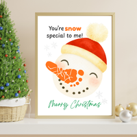 Snowman Footprint Craft Printable | You're Snow Special to Me | Christmas Footprint Keepsake | Preschool Holiday Activity