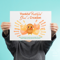 Thankful Faithful God's Creation Handprint Turkey Craft Printable | Christian Thanksgiving Handprint Activity | Preschool Fall Keepsake PDF