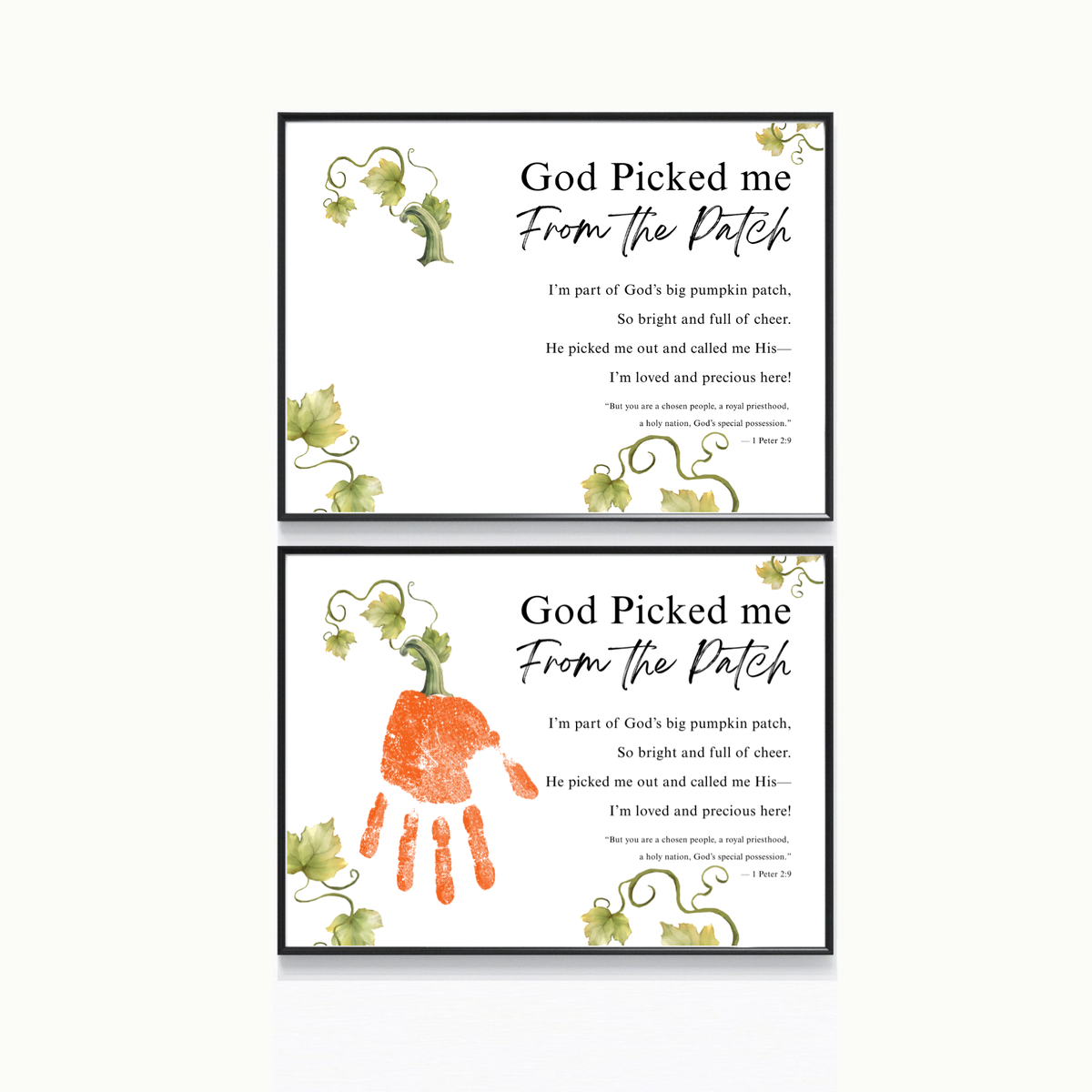 God Picked Me From the Patch Handprint Craft Printable | Christian Pumpkin Keepsake | Fall Bible Activity for Kids