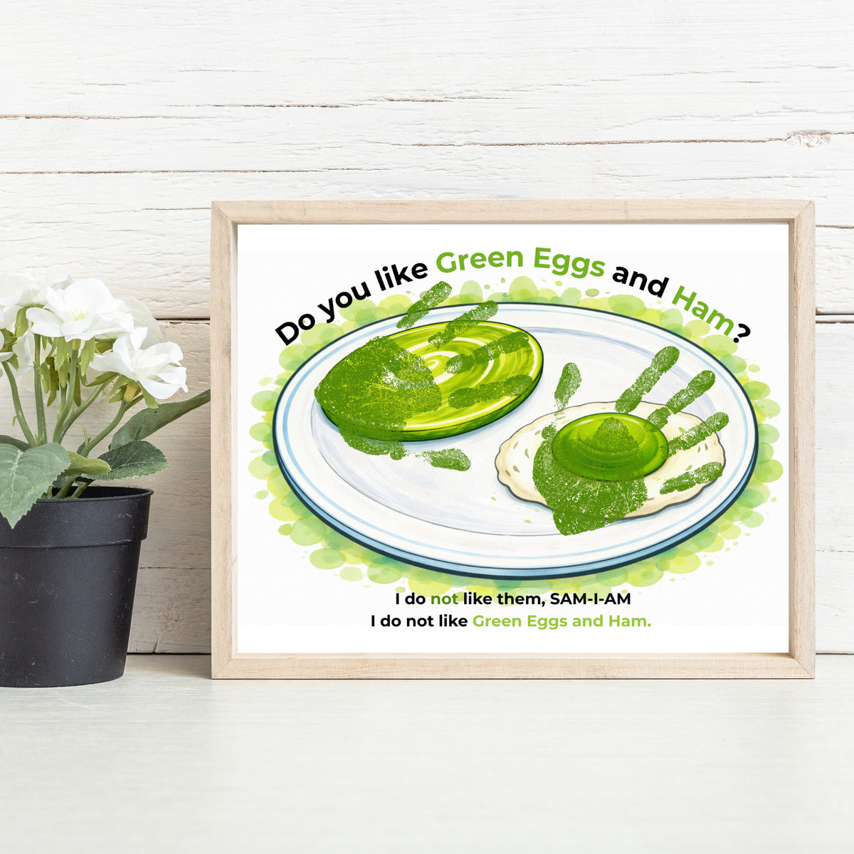 Green Eggs and Ham Handprint Craft Printable | Kids Reading Activity | Literacy Art Keepsake PDF