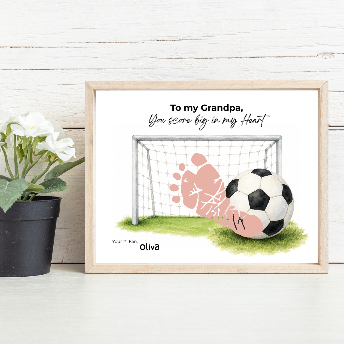 Soccer Grandpa Footprint Craft Printable, To My Grandpa You Score Big in My Heart, Grandpa Soccer Keepsake Gift, Sports Grandpa Gift from Kids