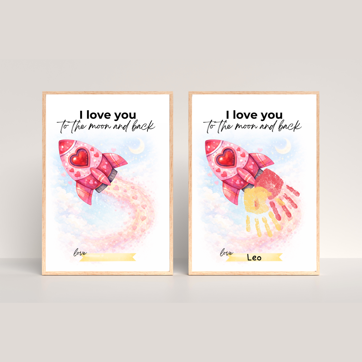 Valentine Rocket Handprint Craft Printable for Kids | “I Love You to the Moon and Back” Keepsake | Valentine Art PDF