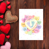 Valentine’s Day Baby Footprint Craft Printable | Sweetheart Keepsake Art | Valentine Candy Heart PDF