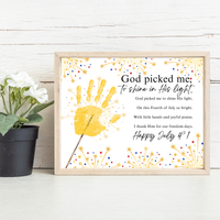 Christian July 4th Handprint Craft Printable | God Picked Me to Shine His Light | Patriotic Kids Keepsake Activity
