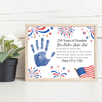 Christian July 4th Poem Handprint Craft Printable, 250 Years of Freedom, One Nation Under God, Patriotic Keepsake Activity for Kids