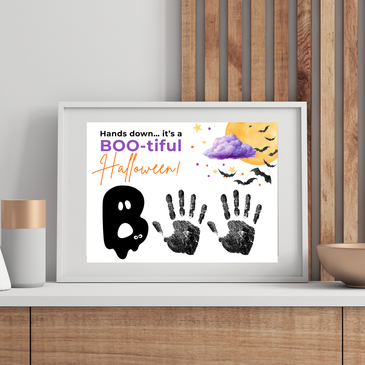 Hands Down It's a BOO-tiful Halloween Handprint Craft Printable | Halloween Keepsake Activity for Kids | Preschool Halloween Craft | Daycare & Classroom Printable
