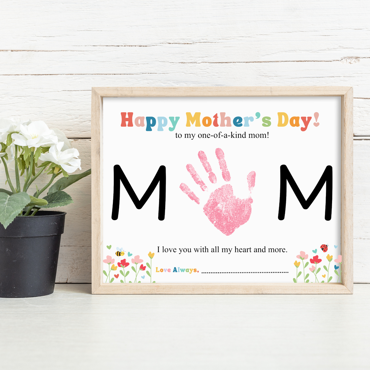 Mother’s Day Handprint Craft Printable | MOM Handprint Keepsake Gift from Kids | Preschool DIY Mother’s Day Art | Personalized Mom Gift PDF