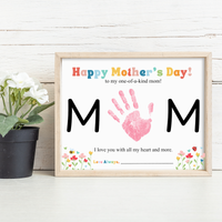 Mother’s Day Handprint Craft Printable | MOM Handprint Keepsake Gift from Kids | Preschool DIY Mother’s Day Art | Personalized Mom Gift PDF