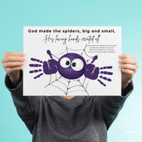 Christian Halloween Spider Handprint Craft Printable | God Made the Spiders Kids Craft | Sunday School Halloween Activity | Christian Keepsake