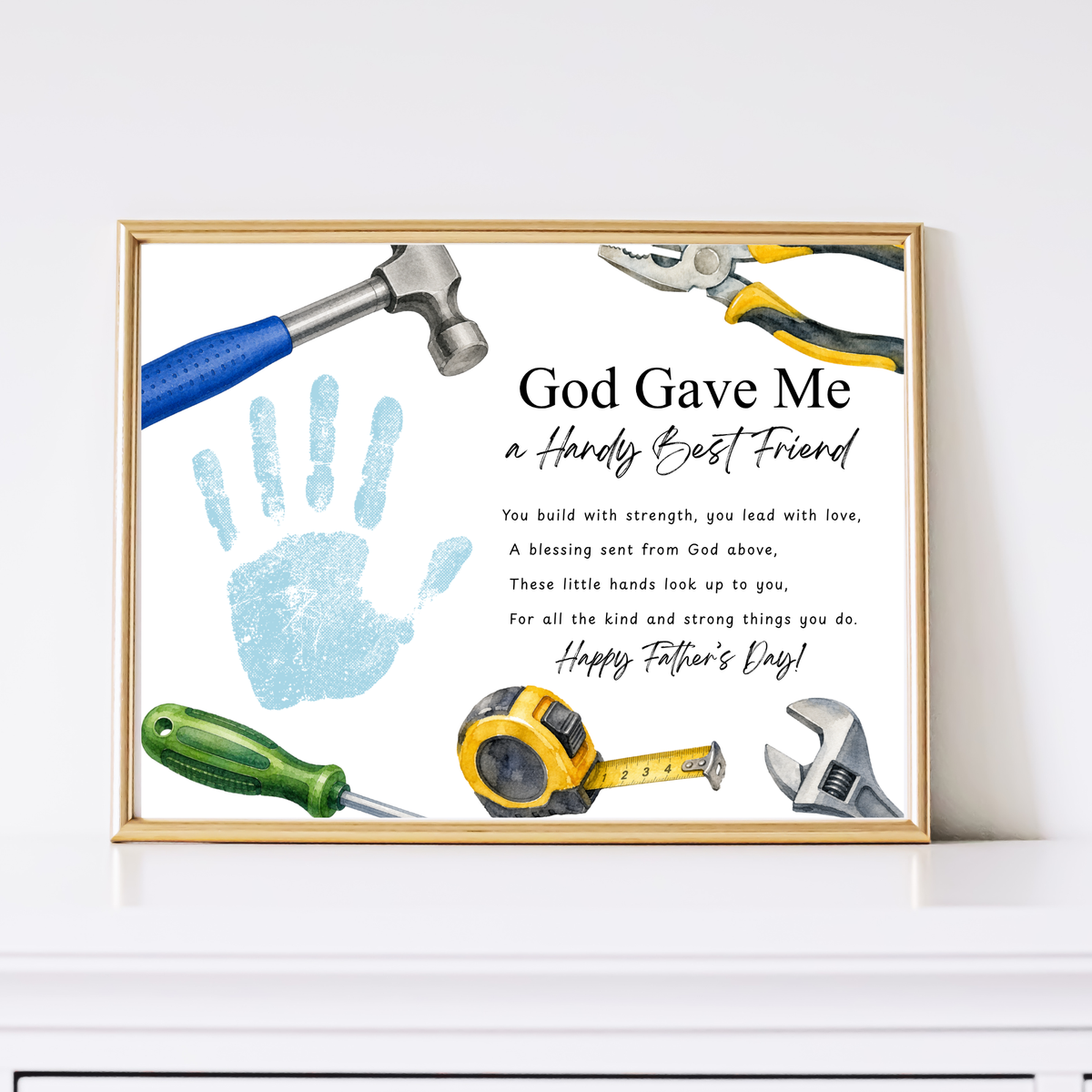 Christian Father Figure Handprint Craft Printable | God Gave Me a Handy Best Friend | Faith-Based Keepsake Gift for Dad Grandpa Uncle Mentor