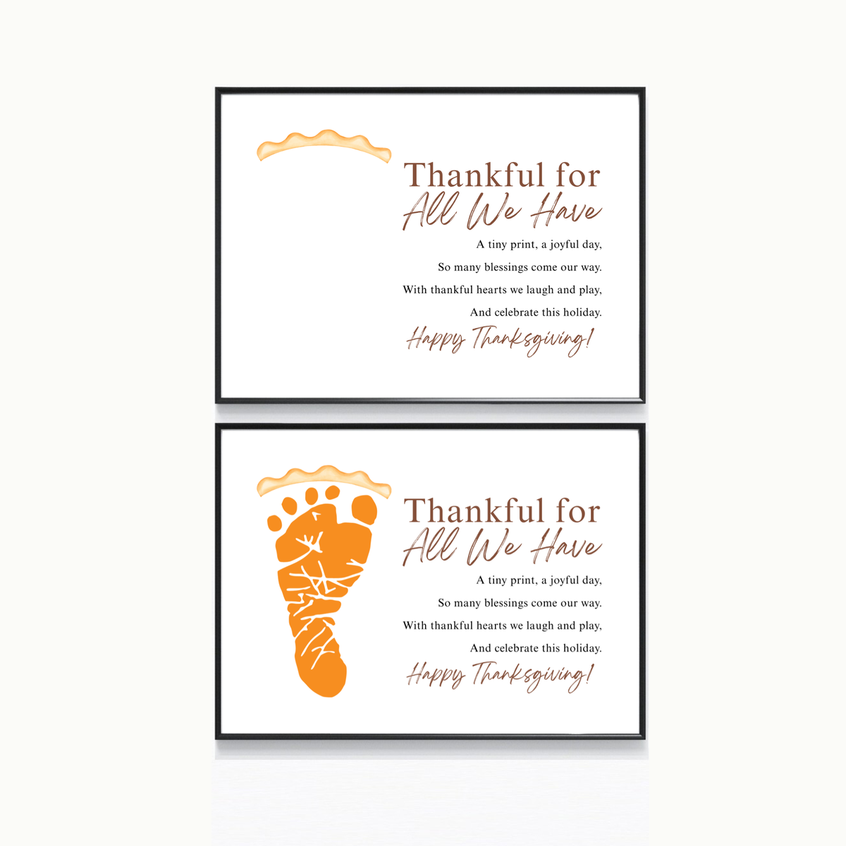 Thankful for All We Have Thanksgiving Footprint Craft | Pumpkin Pie Keepsake Printable