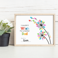 Father’s Day & Dad Birthday Fingerprint Craft Printable | I Couldn’t Wish for a Better Dad | Dandelion Keepsake Gift from Kids | Preschool DIY Printable