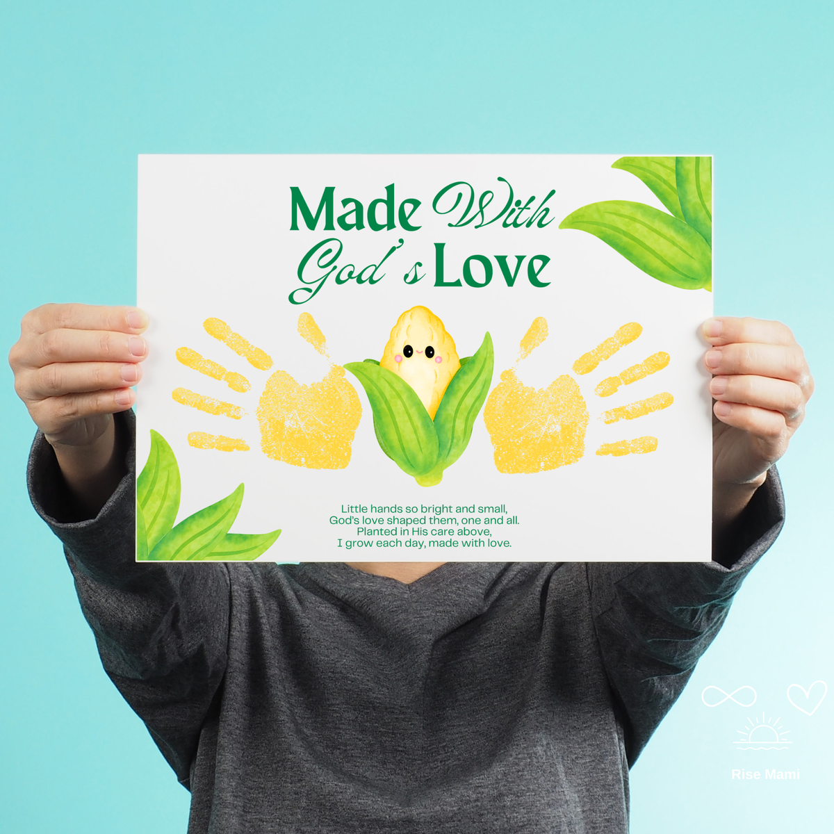 Christian Corn Handprint Craft Printable, Made With God's Love, Preschool Harvest Activity, Thanksgiving Craft, Fall Keepsake, Baby's First Fall