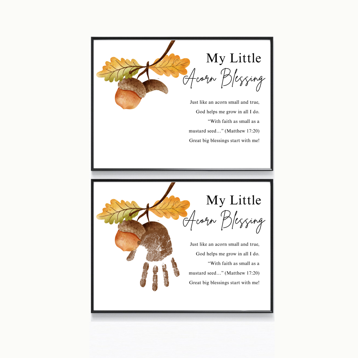 My Little Acorn Blessing Handprint Craft Printable | Christian Fall Keepsake | Preschool Acorn Handprint Activity