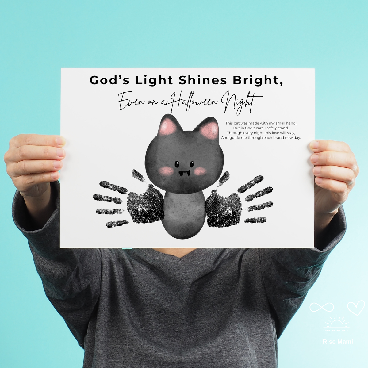 Christian Halloween Bat Handprint Craft Printable | Faith-Based Halloween Keepsake Activity for Kids | Preschool Christian Halloween Craft | Sunday School Printable