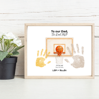 Basketball Handprint Craft for Dad, To Our Dad The Real MVP Printable, Father’s Day Basketball Keepsake from Kids, Sports Dad Gift