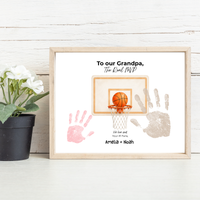 Basketball Handprint Craft for Grandpa, To Our Grandpa The Real MVP Printable, Father’s Day Gift from Grandkids, Sports Grandpa Keepsake
