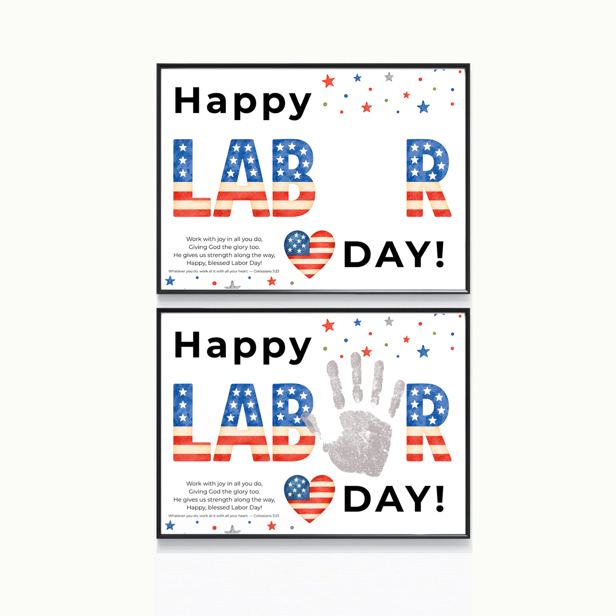 Christian Happy Labor Day Handprint Craft Printable | Faith Based Labor Day Activity | Preschool Sunday School Keepsake