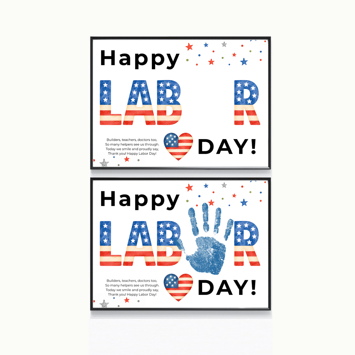 Happy Labor Day Handprint Craft Printable | Preschool Labor Day Keepsake | Community Helpers Activity | Daycare Classroom Craft