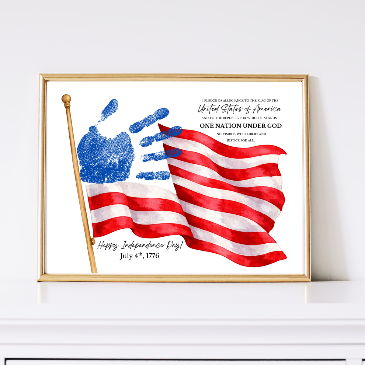 Happy Independence Day Handprint Craft Printable | July 4th Flag Handprint Art | Patriotic USA Keepsake Activity for Kids | Fourth of July Craft