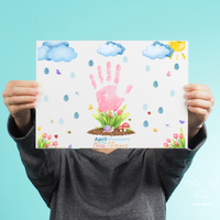 April Showers Bring May Flowers Handprint Craft Printable | Spring Handprint Keepsake | Preschool Spring Activity PDF