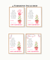 Valentine’s Day Handprint Craft Printable for Kids | Keepsake Art | Valentine Flower Design