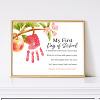 My First Day of School Apple Handprint Craft Printable | Back to School Apple Poem Keepsake | Preschool Kindergarten Activity
