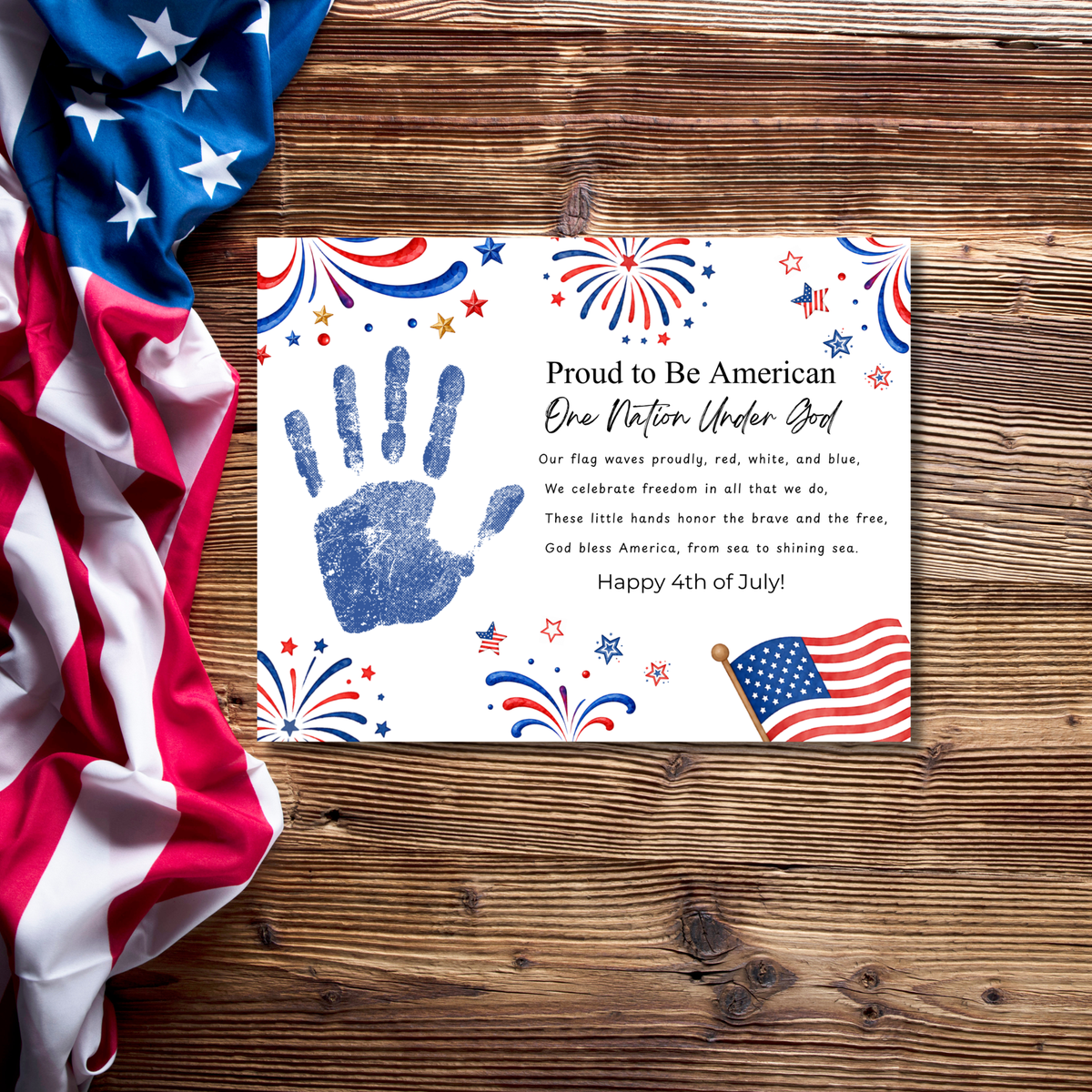 Christian 4th of July Handprint Craft for Kids | One Nation Under God Patriotic Preschool & Kindergarten Activity