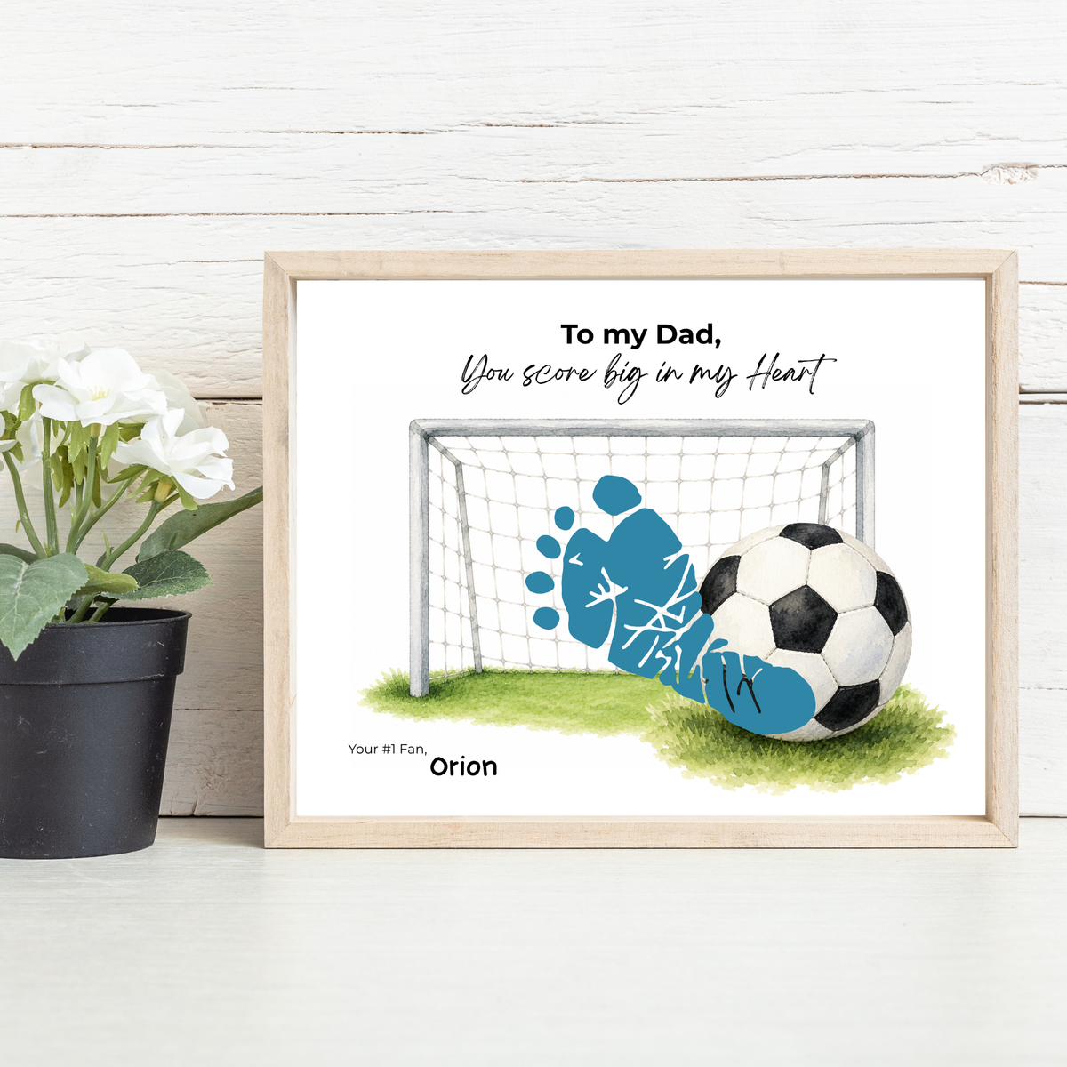 Soccer Father’s Day Footprint Craft Printable, To My Dad You Score Big in My Heart, Soccer Keepsake Gift from Kids, Sports Dad Father’s Day Craft