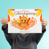 Happy Thanksgiving Turkey Footprint Craft | Thanksgiving Keepsake Printable | Preschool Fall Activity