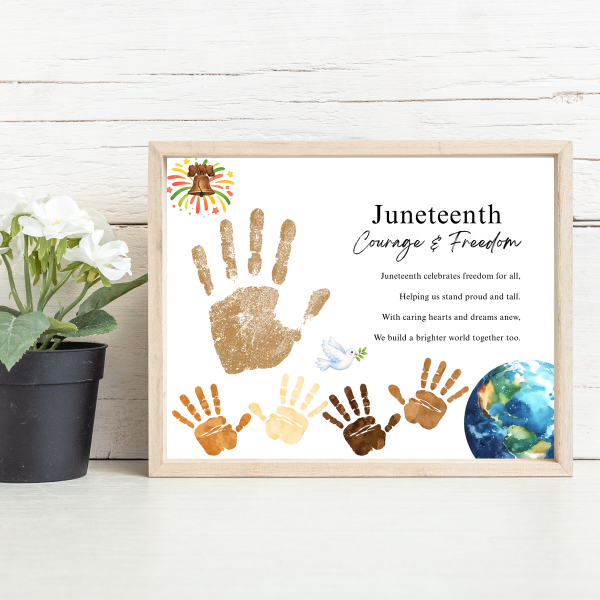 Juneteenth Courage & Freedom Handprint Craft Printable | Juneteenth Activity for Kids | Diversity & Inclusion Keepsake