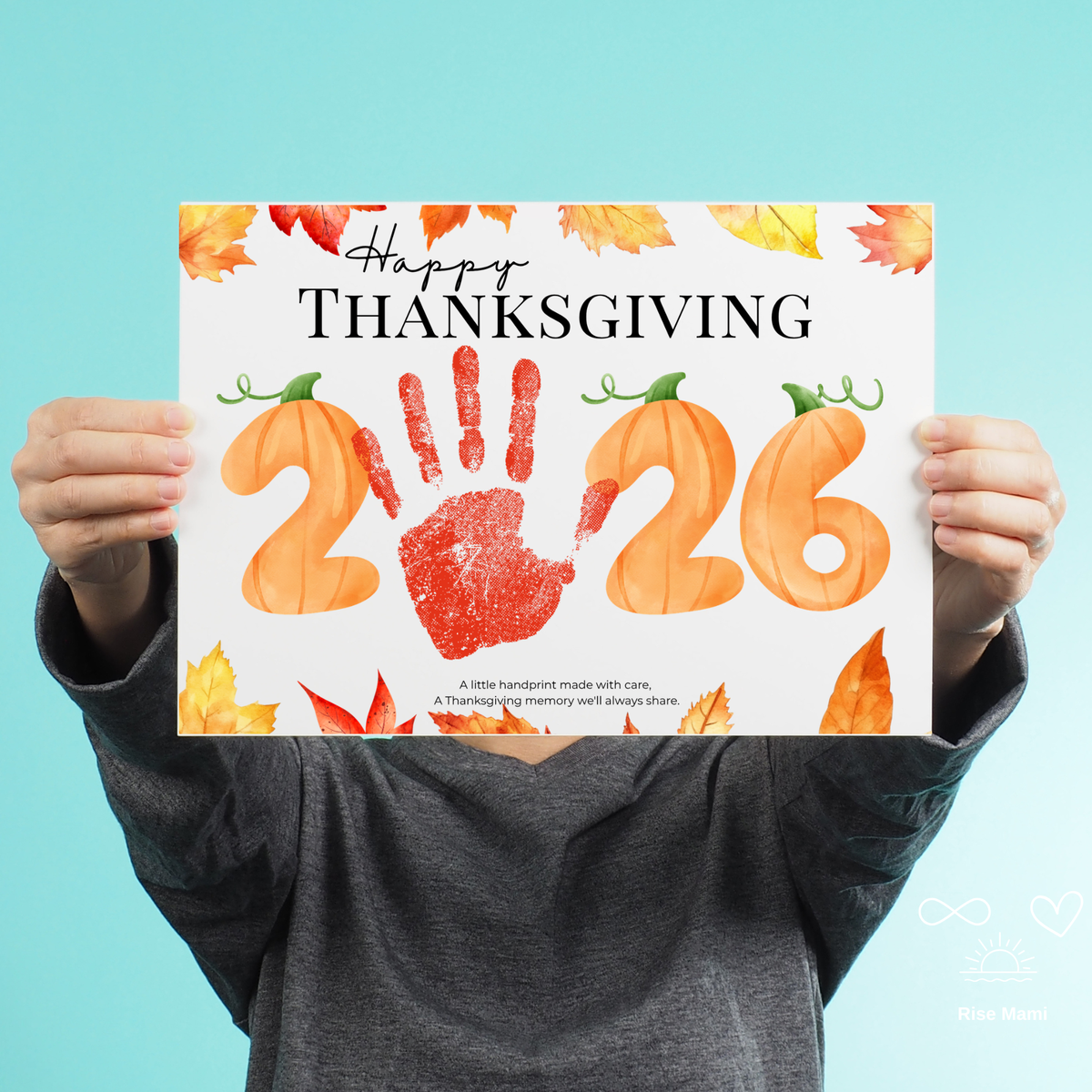 Happy Thanksgiving 2026 Handprint Craft Printable, Thanksgiving Keepsake Activity, Fall Handprint Craft for Preschool Kindergarten PDF
