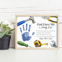 Christian Father’s Day Handprint Craft Printable, God Gave Me a Handy Dad, Tool Theme Father’s Day Keepsake, Faith Based Dad Gift