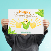 Happy Thanksgiving Corn Handprint Craft Printable, Thanksgiving Keepsake, Baby's First Thanksgiving, Preschool Fall Harvest Activity