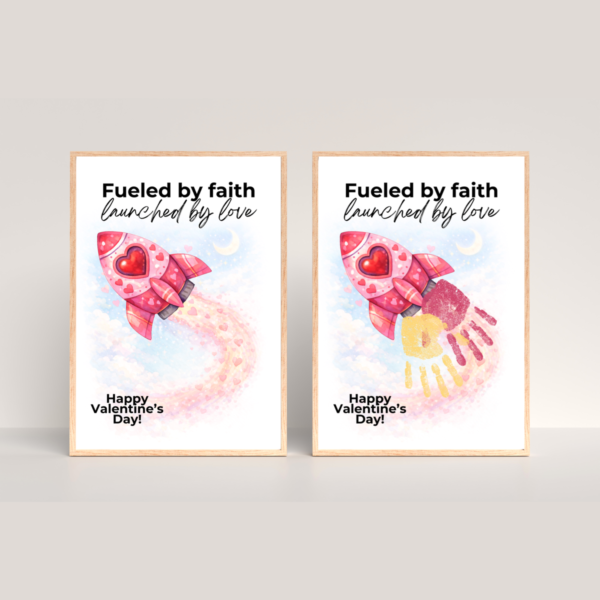 Valentine Rocket Handprint Craft Printable for Kids | Faith-Based Valentine Keepsake | Fueled by Faith Launched by Love PDF