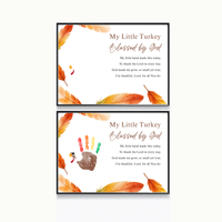 My Little Turkey Blessed by God Handprint Craft Printable | Christian Thanksgiving Keepsake | Preschool Turkey Handprint Activity