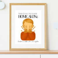 Too Cute to Leave Home Alone Handprint Craft | Christmas Movie Inspired Printable | Preschool Holiday Keepsake | Funny Christmas Handprint Activity