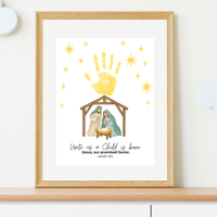 Unto Us a Child Is Born Handprint Craft | Christian Nativity Printable | Christmas Bible Keepsake | Preschool Jesus Birth Activity