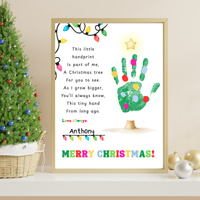 Christmas Tree Poem Handprint Craft Printable | Christmas Lights Handprint Keepsake | Preschool Christmas Activity | Kids Holiday Craft