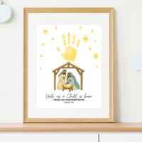 Diverse Nativity Handprint Craft Printable | Inclusive Christian Christmas Keepsake | Unto Us a Child Is Born Handprint Activity | Isaiah 9:6 Craft