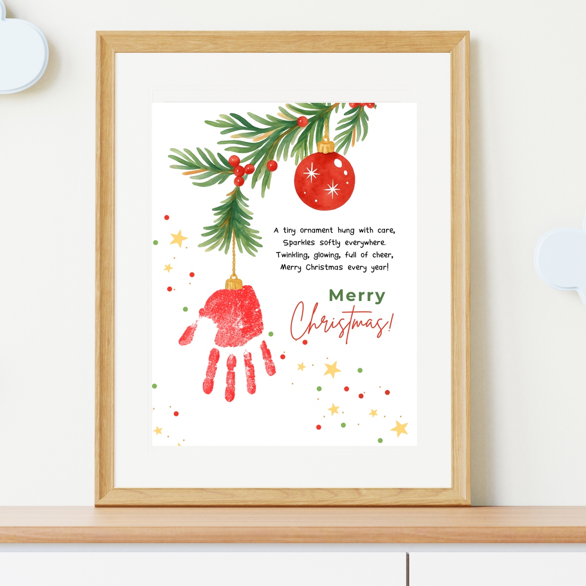 Christmas Ornament Handprint Craft Printable | Christmas Tree Ornament Keepsake | Preschool Christmas Handprint Activity | Holiday Classroom Craft