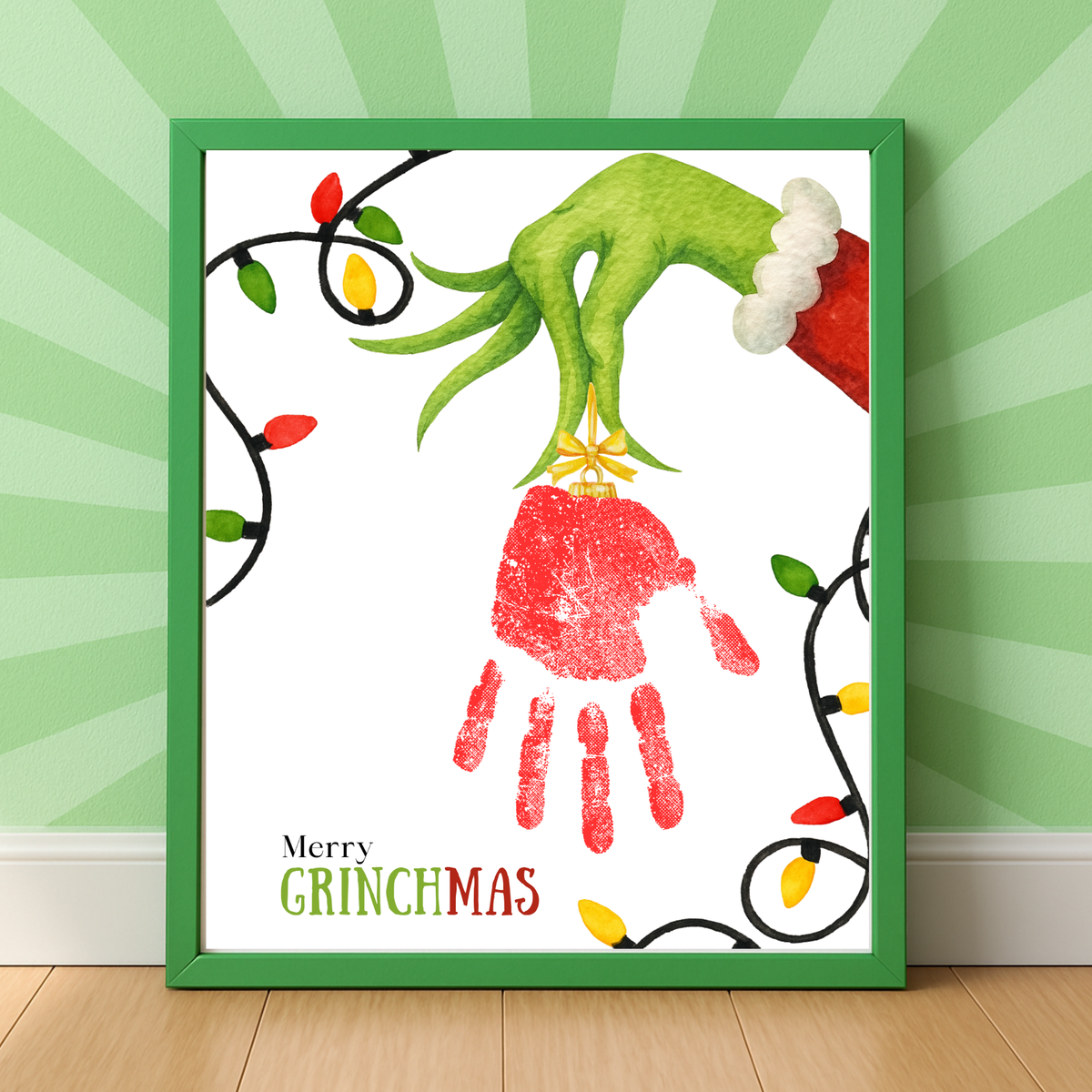 Grinchmas Handprint Ornament Craft Printable | Christmas Handprint Keepsake | Grinch Inspired Preschool Activity