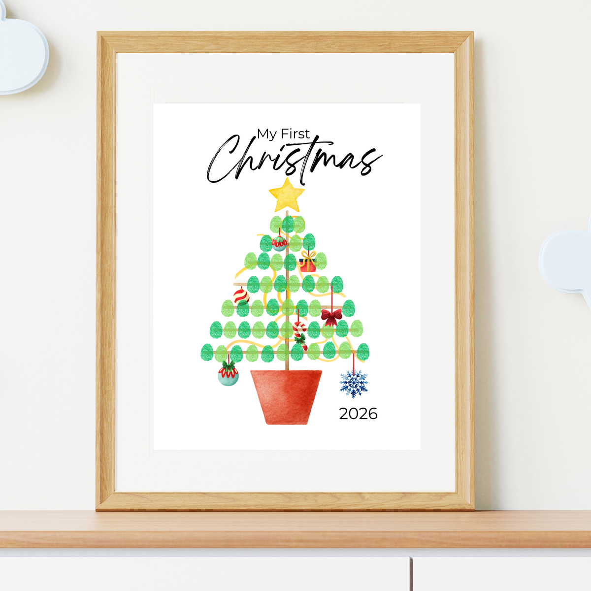 My First Christmas Fingerprint Tree Craft Printable | Baby's First Christmas Keepsake | Christmas Finger Painting Activity | Preschool Holiday Craft
