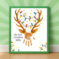 My First Christmas Reindeer Handprint Craft Printable | Baby's First Christmas Keepsake | Christmas Handprint Art | Reindeer Christmas Craft | Holiday Activity