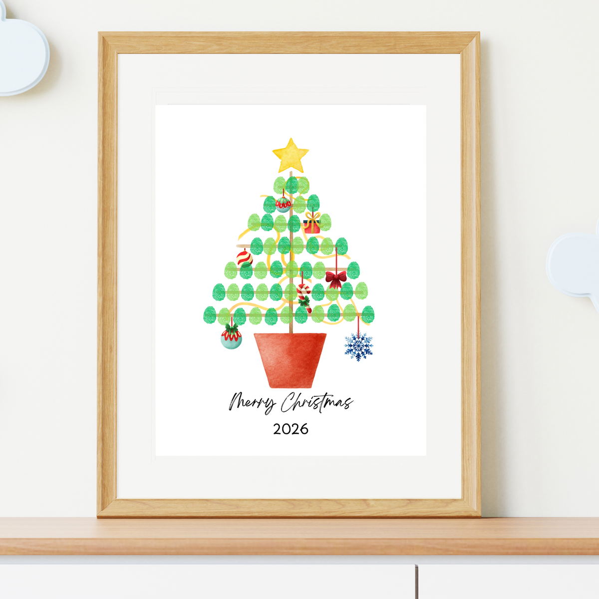 Christmas Fingerprint Tree Craft Printable | Christmas Tree Fingerprint Keepsake | Preschool Christmas Activity | Holiday Finger Painting Craft