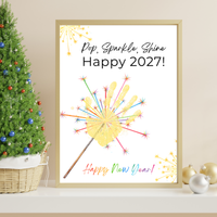 Pop, Sparkle, Shine Happy 2027 Handprint Craft Printable | New Year's Eve Handprint Keepsake | Preschool New Year Activity | 2027 Kids Craft
